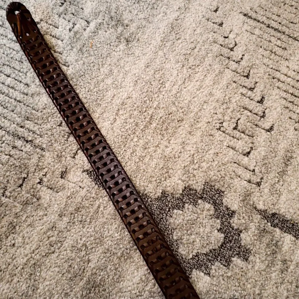 Dockers Men’s Brown Braided Leather Belt Size 40 Silver-Tone Buckle